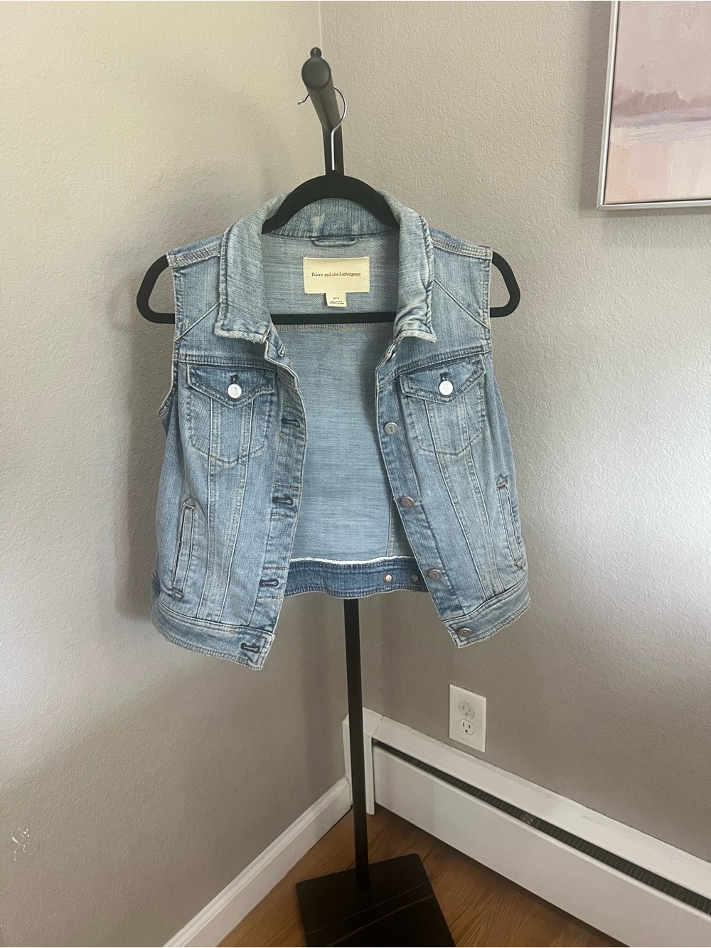 Pilcro and the Letterpress Sleeves Denim vest